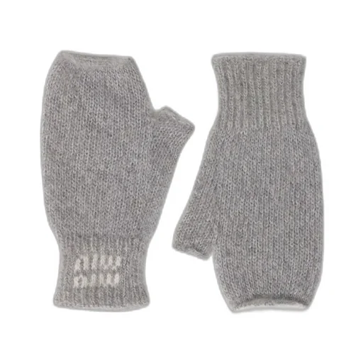 Miu Miu Logo-Intarsia Knitted Gloves