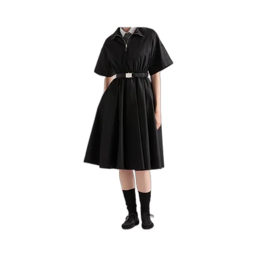 Short-Sleeved Re-Nylon Midi-Dress