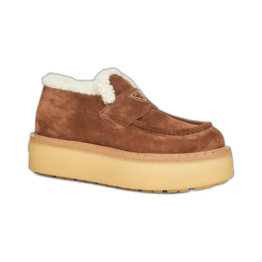 Prada Triangle-Logo Round-Toe Loafers