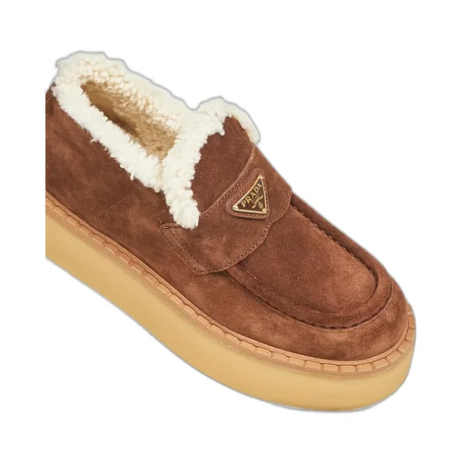 Prada Triangle-Logo Round-Toe Loafers