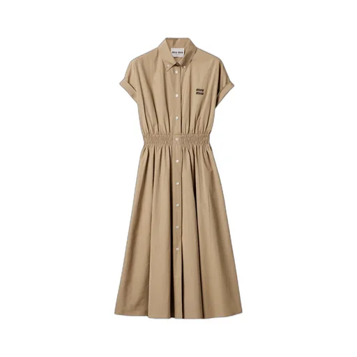 Miu Miu Logo-Embroidered Poplin Shirt Dress