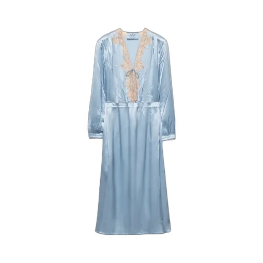 Long-Sleeved Satin Crepe And Lace Dress
