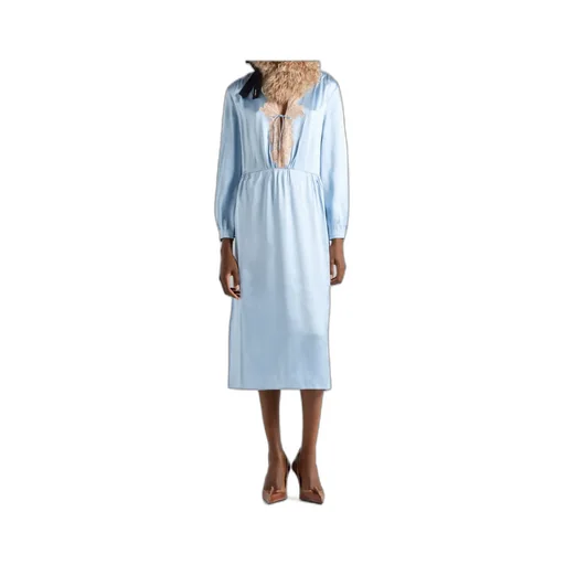 Long-Sleeved Satin Crepe And Lace Dress