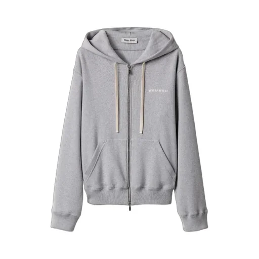 Miu Miu Drawstring Zip-Up Hoodie