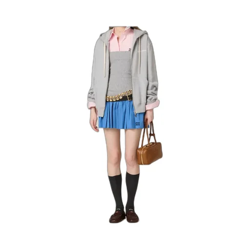 Miu Miu Drawstring Zip-Up Hoodie