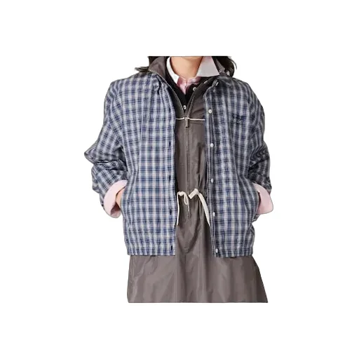 Miu Miu Logo-Embroidered Checked Shirt Jacket