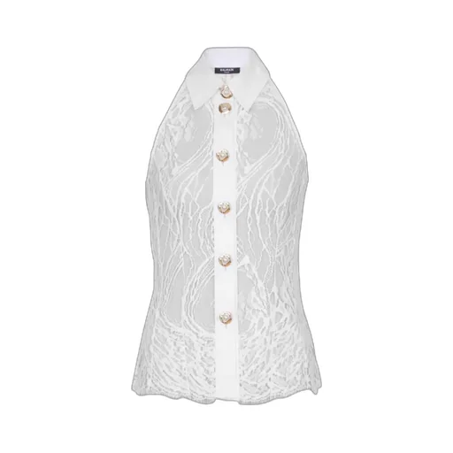 Lace Halterneck Buttoned Top