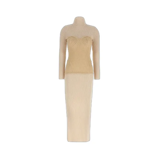 Ribbed-Knit Corset Dress