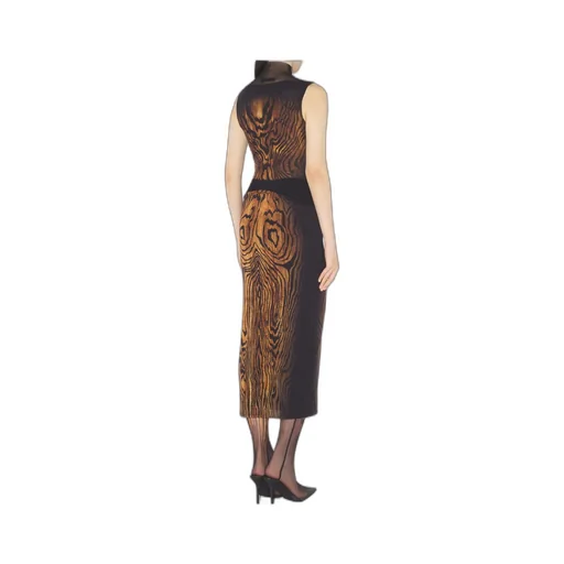 High-Neck Wood-Print Top