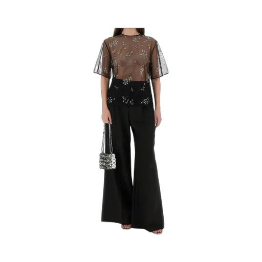 Crystal-Embellished Sheer Top
