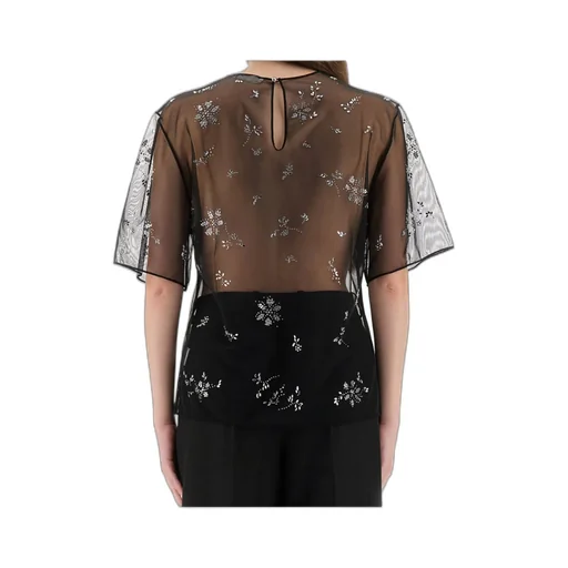 Crystal-Embellished Sheer Top