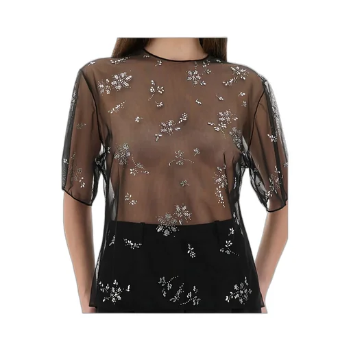 Crystal-Embellished Sheer Top