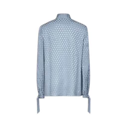 Heart-Print Tie-Neck Blouse
