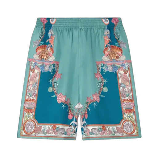 Versace Coral Theatre Print Elastic-Waist Shorts