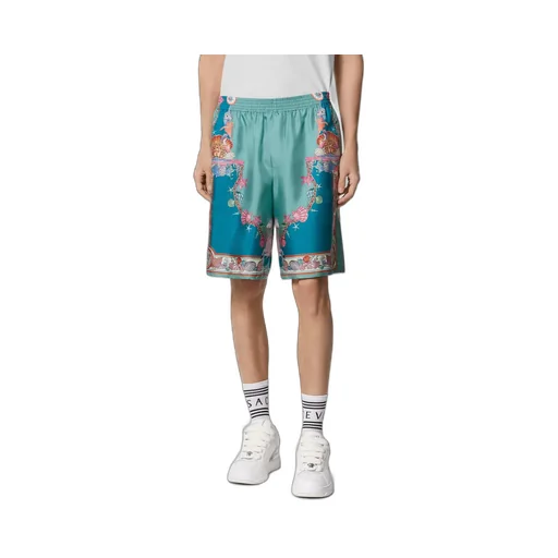 Versace Coral Theatre Print Elastic-Waist Shorts