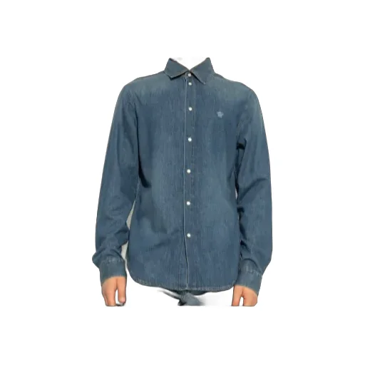 Versace Medusa Patch Long-Sleeve Denim Shirt