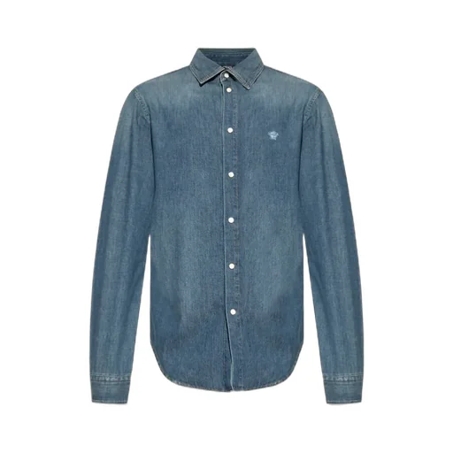 Versace Medusa Patch Long-Sleeve Denim Shirt