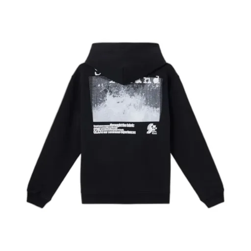 Oversized Fit Hooded Sweatshirt With Motif Grid Print Two