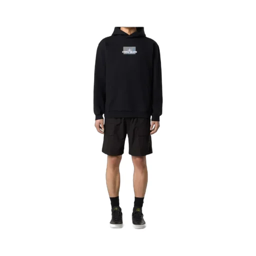 Oversized Fit Hooded Sweatshirt With Motif Grid Print Two