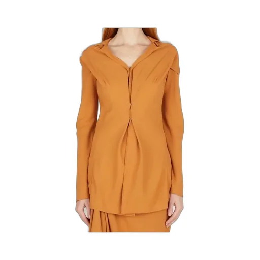 Kiko Kostadinov Long-Sleeved Cut-Out Front-Slit Blouse