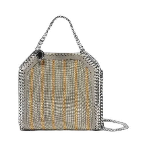 Stella Mccartney Falabella Metallic Chain-Embroidered Tiny Tote Bag