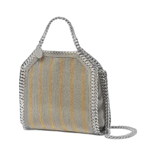 Stella Mccartney Falabella Metallic Chain-Embroidered Tiny Tote Bag