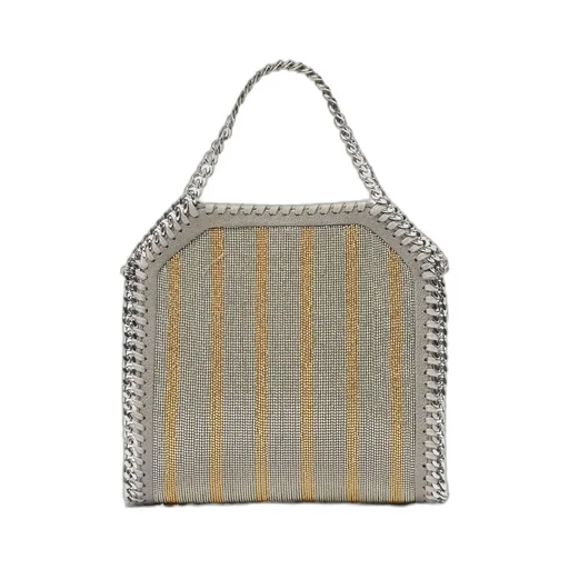 Stella Mccartney Falabella Metallic Chain-Embroidered Tiny Tote Bag