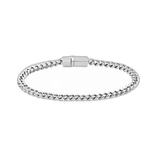 Rounded Curb Bracelet Thin Silver