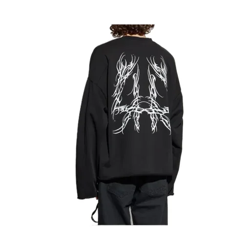 Logo-Embroidered Frayed-Edge Sweater