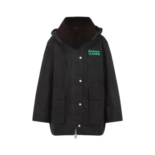 Barbour X Ganni Logo-Patch Hooded Jacket