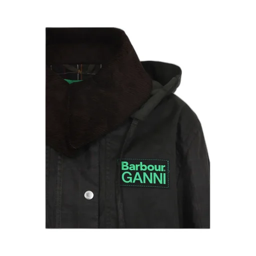 Barbour X Ganni Logo-Patch Hooded Jacket