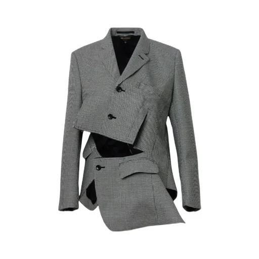 Comme Des GarÇOns Asymmetric Checked Buttoned Blazer