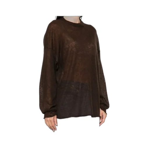 Frayed-Hemline Round-Neck Sweater