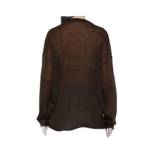Frayed-Hemline Round-Neck Sweater