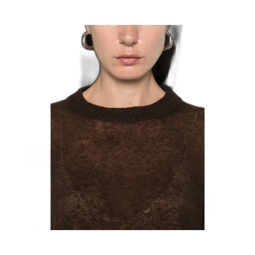 Frayed-Hemline Round-Neck Sweater