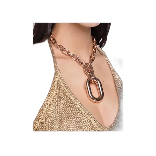 Rabanne Xl Link Logo Engraved Necklace