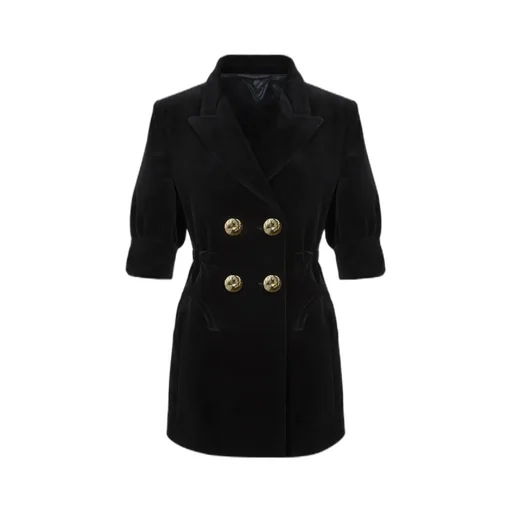 Velvet Double-Breasted Dress