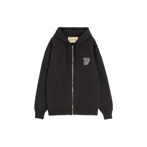 Valentino	Logo Embroidered Zip-Up Hoodie