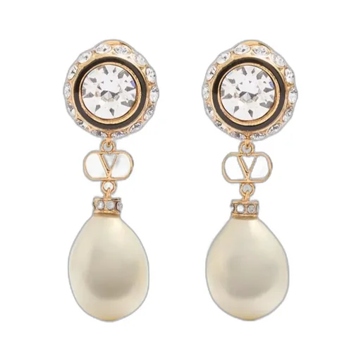 Vlogo Signature Earrings In Metal, Enamel, Pearls And Crystals