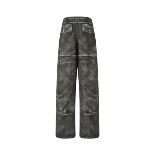 Wide-Leg Trousers With Leather-Effect Print
