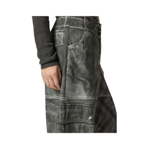 Wide-Leg Trousers With Leather-Effect Print
