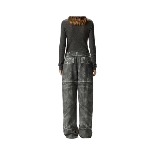 Wide-Leg Trousers With Leather-Effect Print