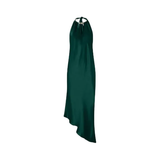 Halterneck Asymmetric Midi Dress