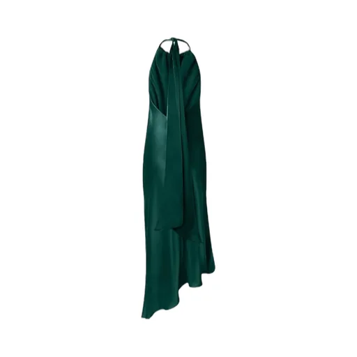 Halterneck Asymmetric Midi Dress