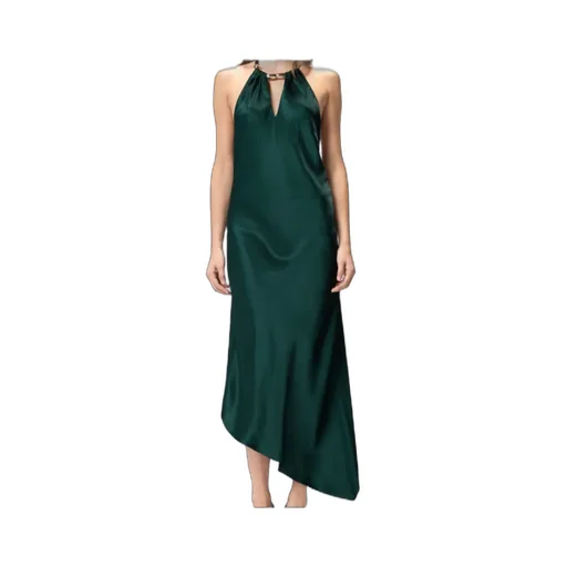Halterneck Asymmetric Midi Dress