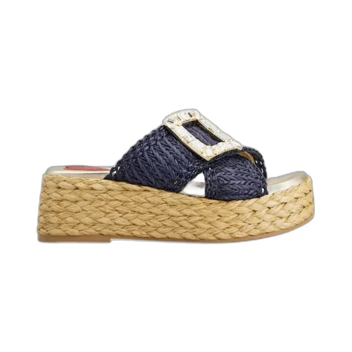 Wedge Mules In Raffia