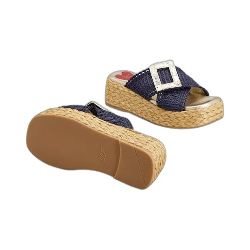 Wedge Mules In Raffia