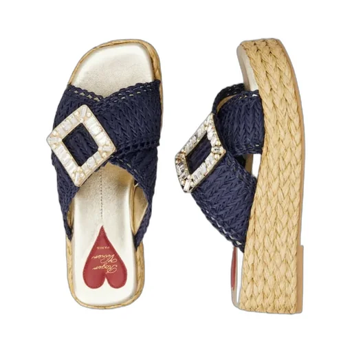 Wedge Mules In Raffia