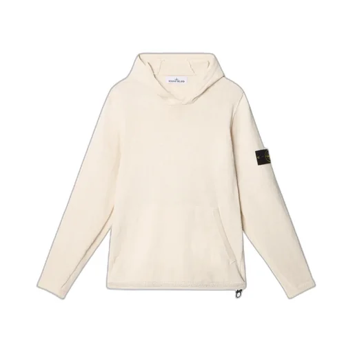 Hooded Jumper With Contrast Bands And Bottom Drawstring