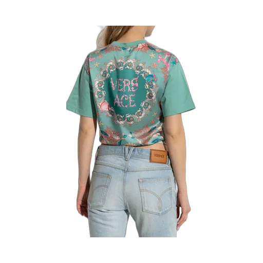 Versace Safety Pin Detailed Crewneck T-Shirt
